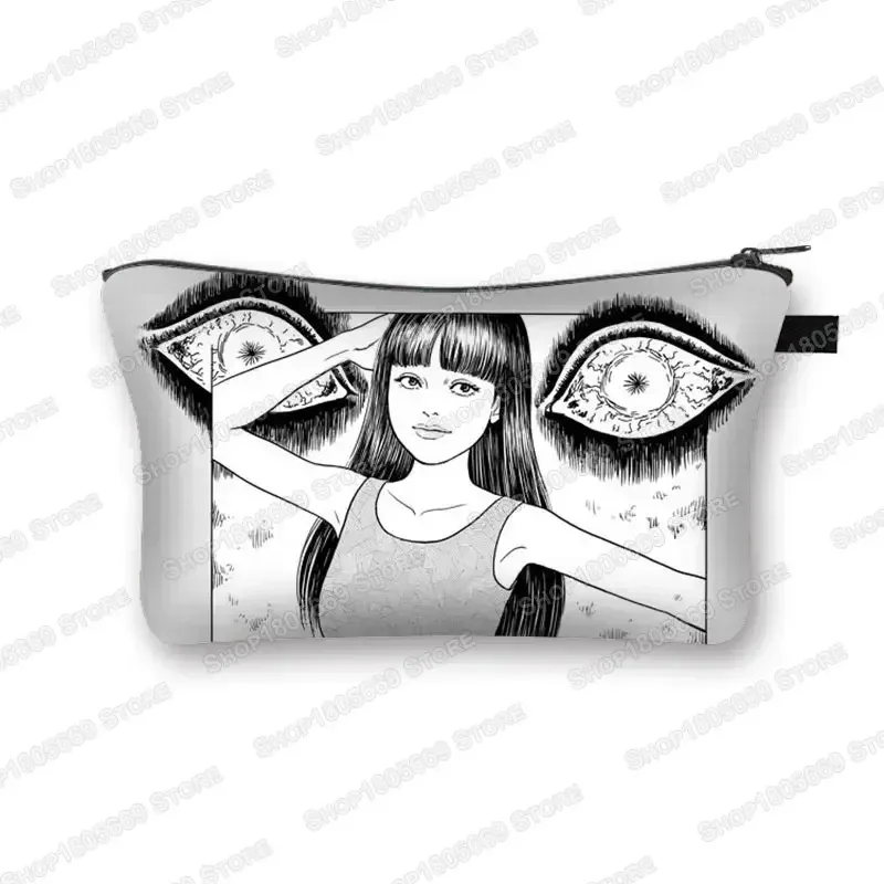 trousse à cosmétiques imprimée manga d'horreur tomie spiralized pour femmes, trousse de maquillage, rouge à lèvres, trousse de toilette, mini sac à main pour filles, trousse à cosmétiques
