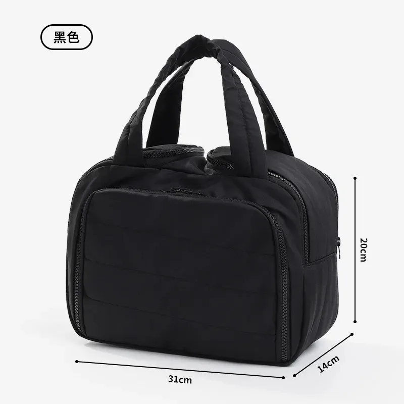 grande trousse de maquillage de voyage 180 ° organisateur de toilette à large ouverture, trousse à cosmétiques rembourrée résistante à l'eau avec poignée pour bouteilles pleines grand format