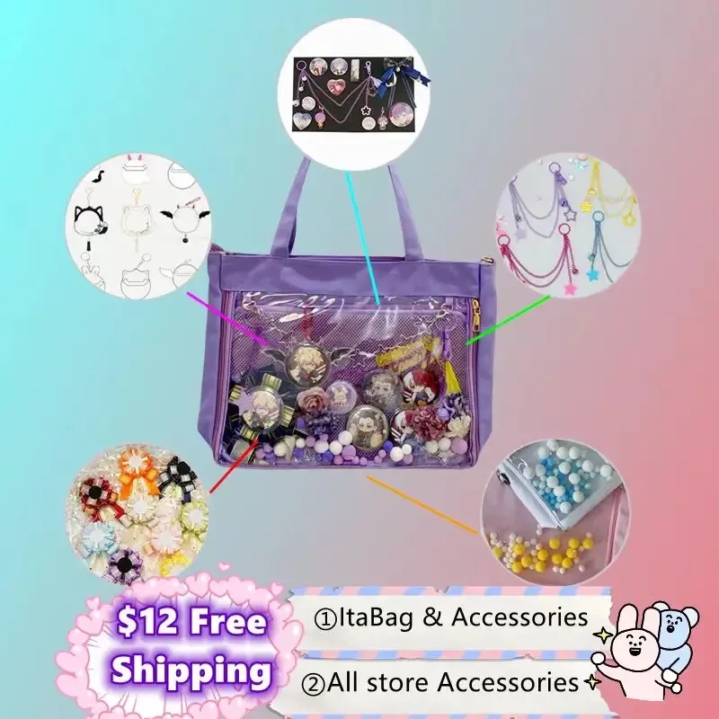 italife ita sac ornement décoration rose bleu dessin animé couleur boules de cheveux chaînes femmes fille itabag accessoires sacs à dos remplisseurs h327