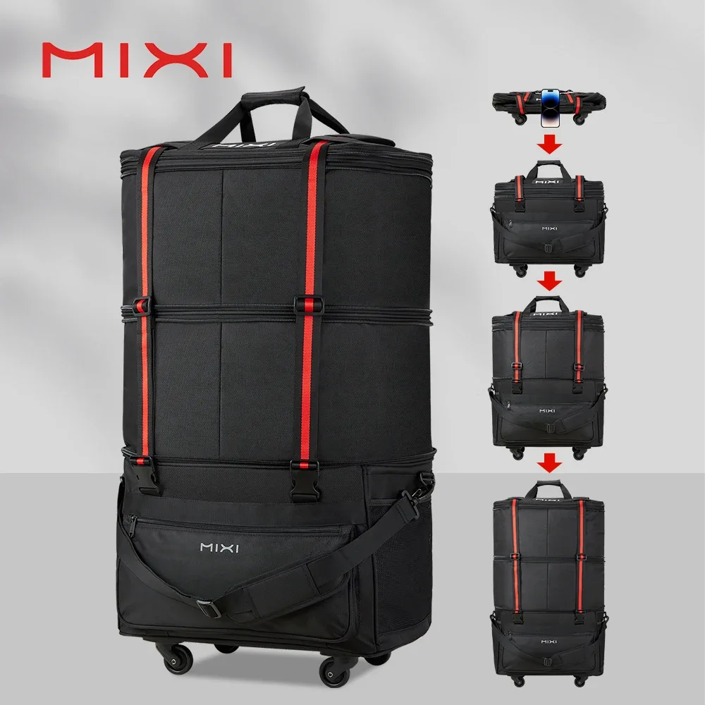 sac de voyage pliable à grande capacité extensible mixi avec roulettes, sac à bagages, sac de sport m3015