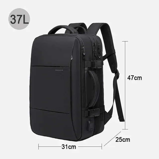 sac dos oxford univercite polyester noir bandes bleues poche latérale fermeture glissière sangles ergonomiques grande capacité extensible mode affaires étanche