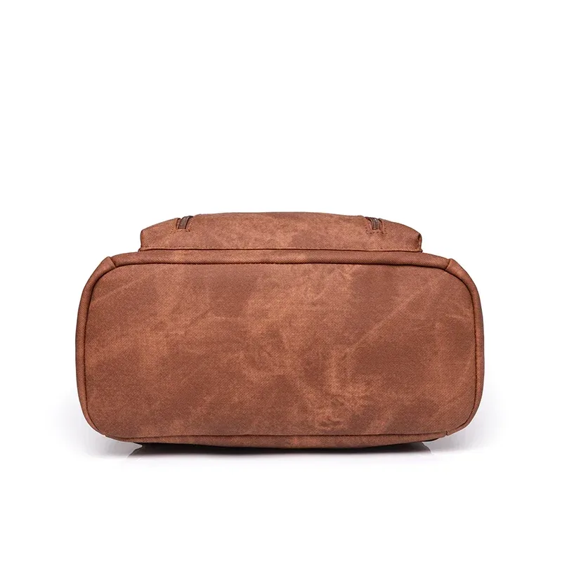 sac dos cuir texturé marron poches zippées ouvertes bandoulière arquée poche informatique imperméable jacquard vieille mode sac voyage femmes