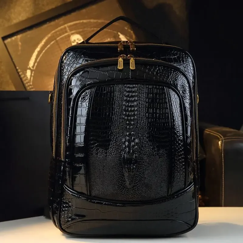 marque de luxe brillant crocodile sacs à dos hommes et femmes sacs à dos nouvelle mode grande capacité voyage sacs à dos