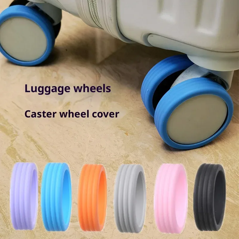 couvre roues valise silicone gel anti rayures motif rayures horizontales protection voyage orange bleu noir