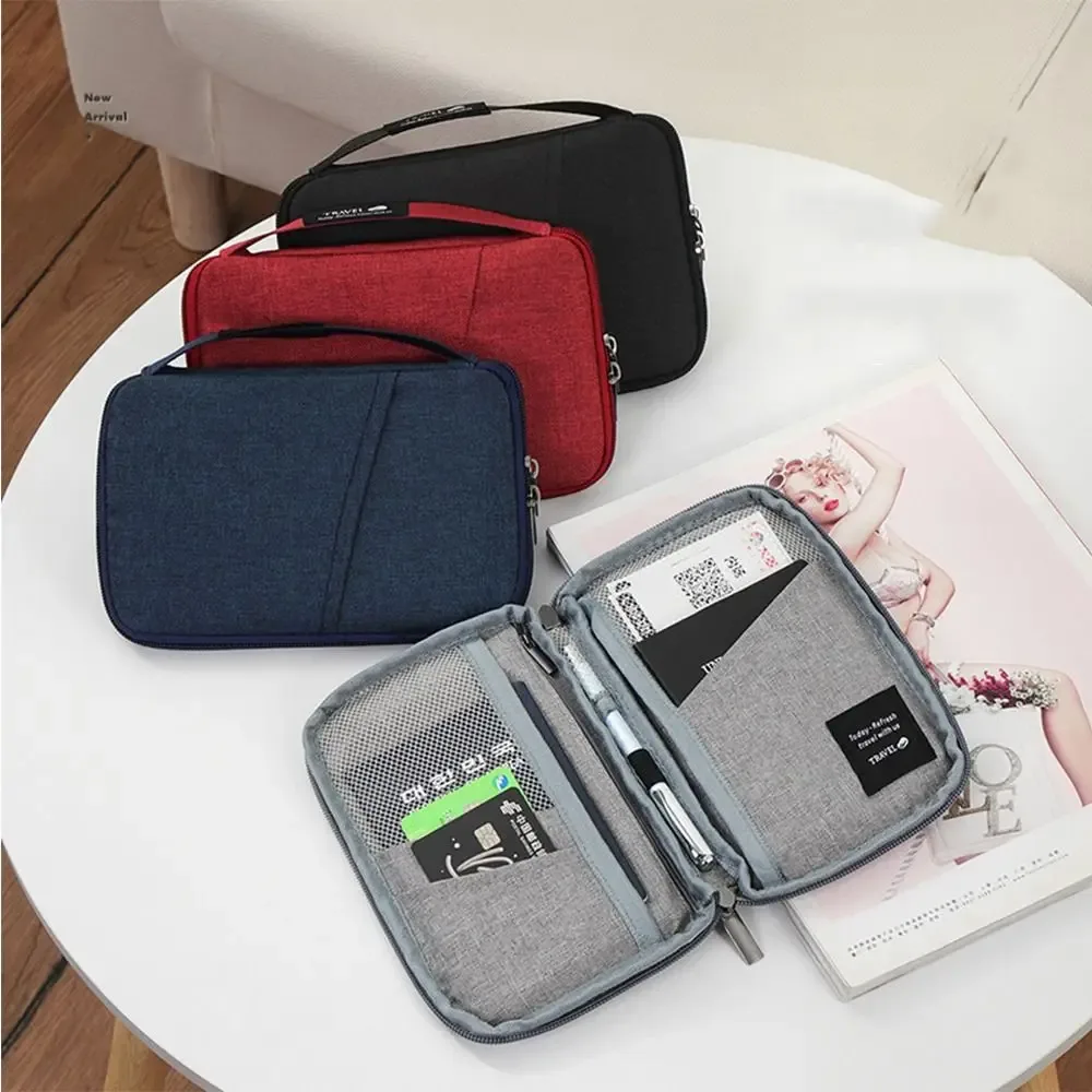 Accessoires de voyage Portefeuille de voyage en tissu OX Porte-billets Porte-passeport familial Housse de protection pour passeport à fermeture éclair Étui pour documents