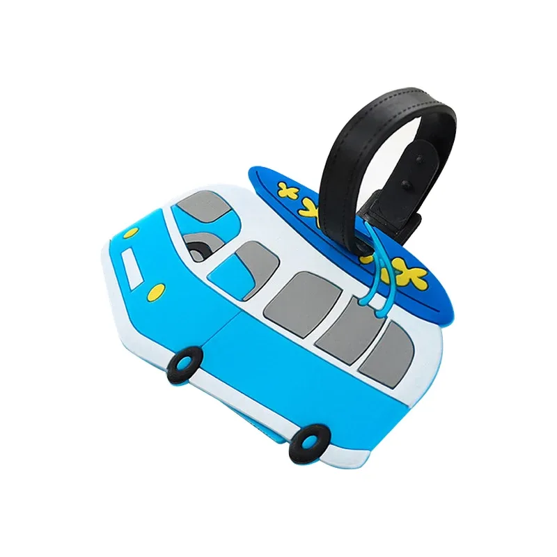 étiquette bagage pvc imprimé animaux couleurs variées motifs mignons lunettes avocat arc ciel crème glacée bus avion globe terrestre voyage identification