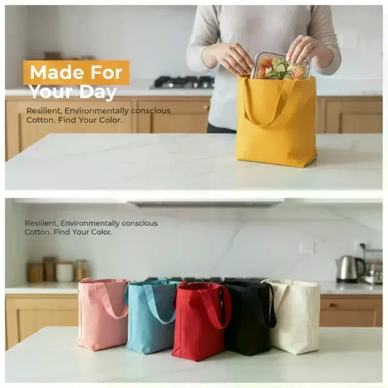 sac fourre-tout coréen en toile, simple, couleur unie, sacs de shopping, petits sacs pour le shopping quotidien, voyage, sac à main pliable, pochette de transport