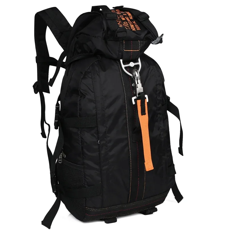 sac à dos imperméable en nylon pour hommes et femmes, sac de voyage léger pour escalade, randonnée, sport de plein air, d'école, noir
