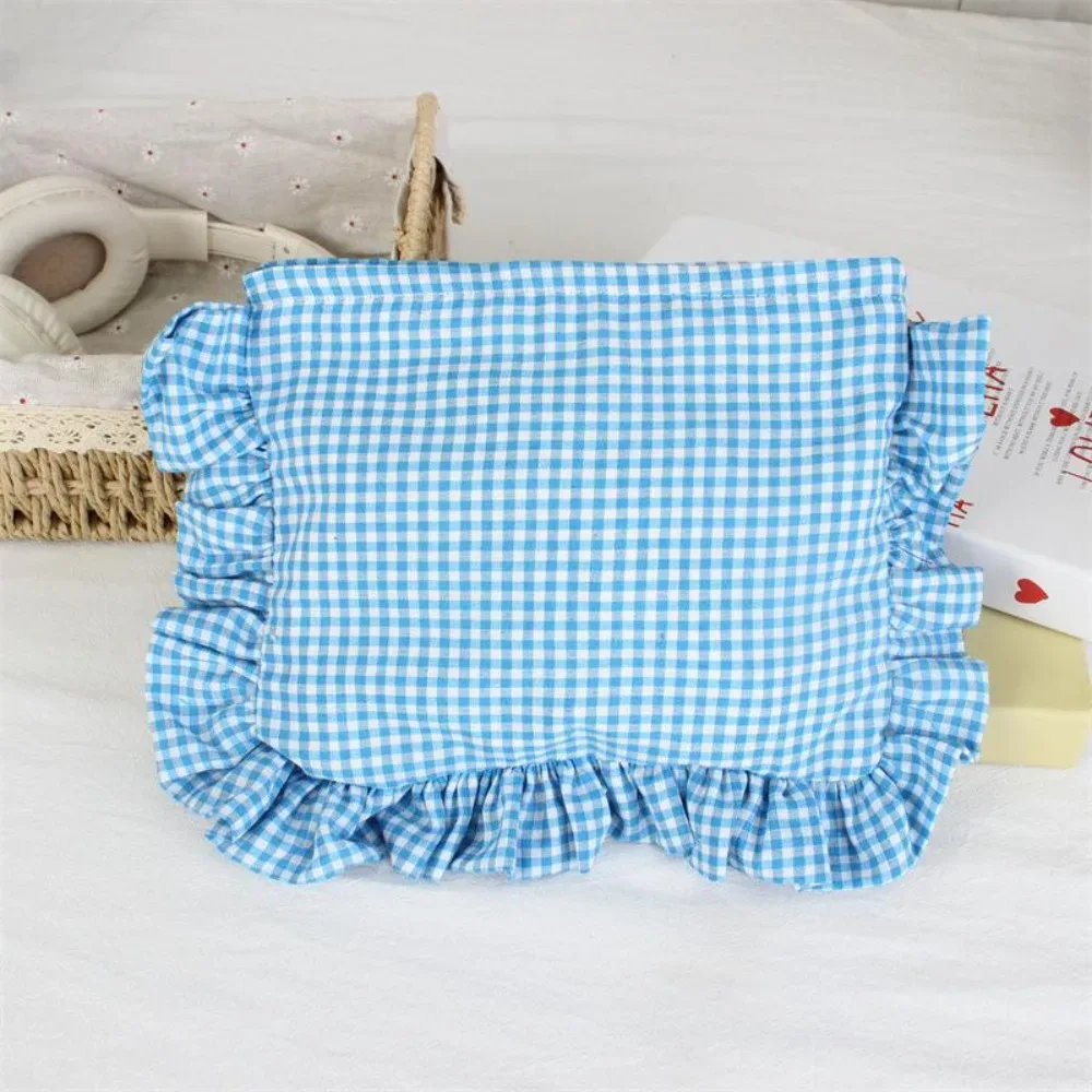 trousse de maquillage à volants et à carreaux durable grande capacité pochette cosmétique portable sac à main zippé maison & voyage