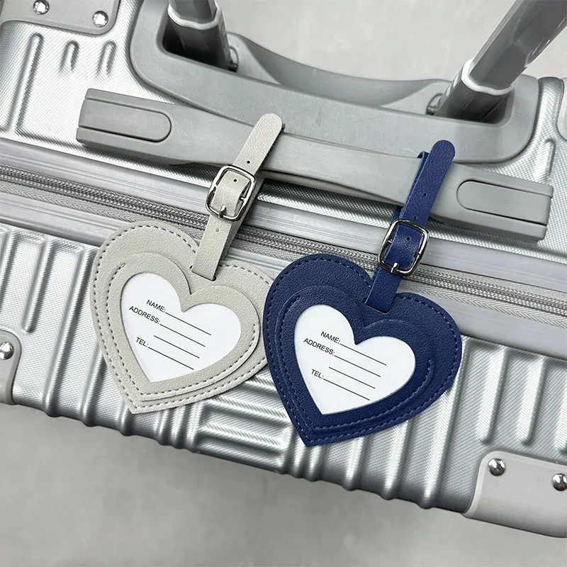 étiquettes de bagage en cuir pu épaissi, design créatif 'love', pour cartes d'embarquement, accessoires de voyage et de vacances, étiquettes d'identification nominative pour le check-in