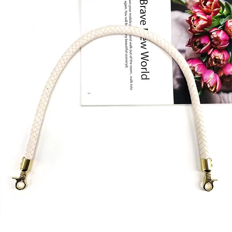 poignées en corde tressée en cuir pu 30/40/60cm, pour sacs à main, sangle de sac à bandoulière, accessoires de sac de bricolage pour sacs, boucle à crochet en alliage métallique