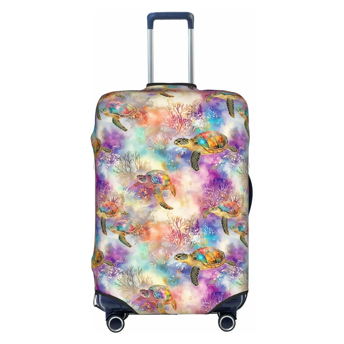 housse de protection pour valise, motif tortues marines sur fond bleu marine, mignonne, convient aux valises de 18 à 32 pouces