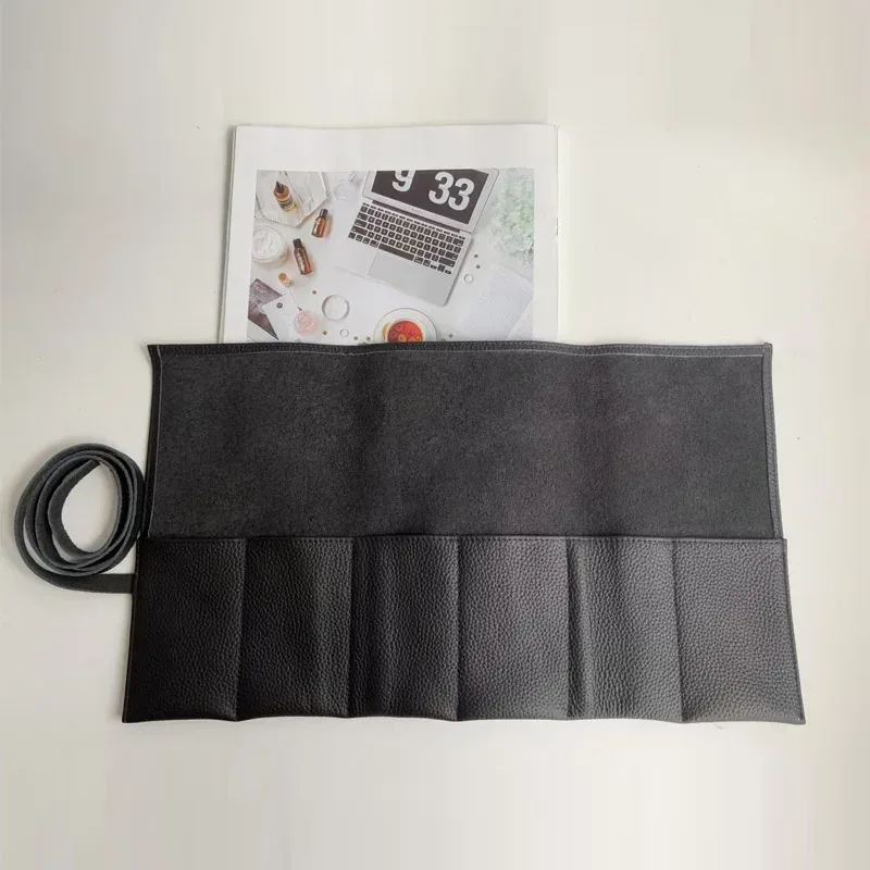 sac de rangement de montre en cuir de vache avec nom personnalisé gratuit, sac de montre enroulable à 6 fentes, pochette de rangement de montre intelligente portable d'affichage de voyage