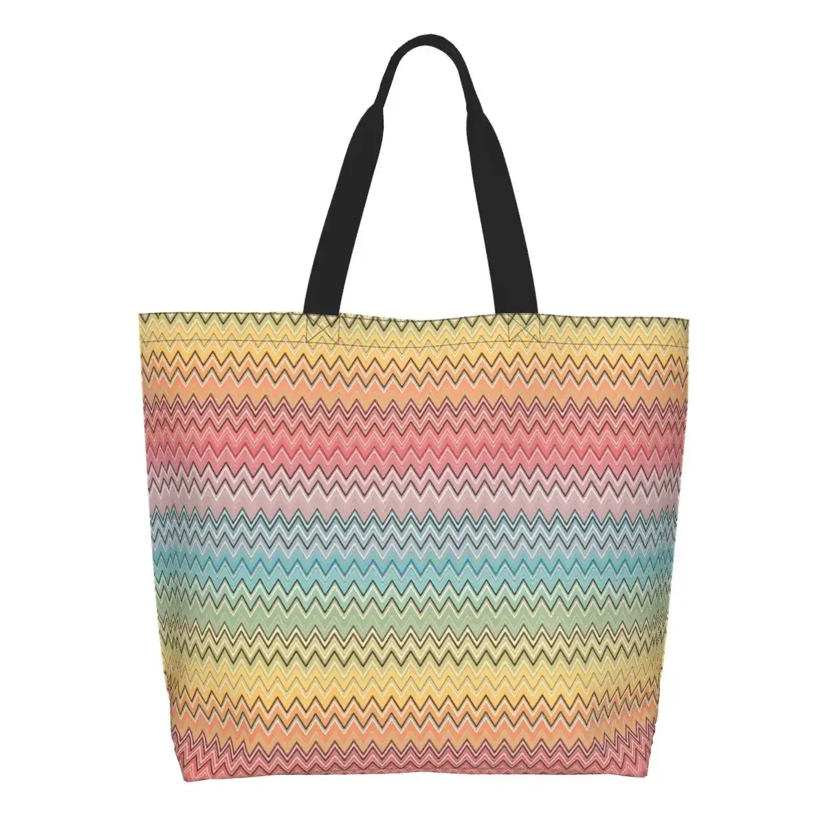 sac fourre-tout personnalisé coloré à motif zig-zag pour la maison, sac de courses en toile bohème géométrique à motif zig-zag, sac à bandoulière pour les courses