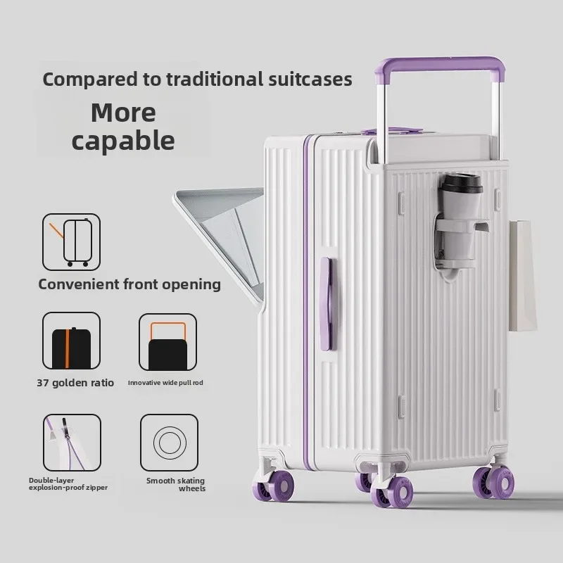 valise jean capacité grande compartiment séparé doublure confortable voyage antichoc serrure sécurité roues violettes