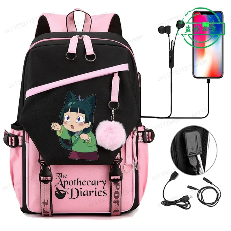retour à l'école sac à dos pour filles garçons adolescent les journaux d'apothicaire maomao mode usb sacs d'école voyage sacs à dos mochila