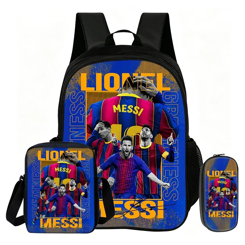 sac dos nylon motif messi noir bleu blanc format 20 35 litres bandoulière arquée fermeture éclair informatique unisexe usage voyage école sport