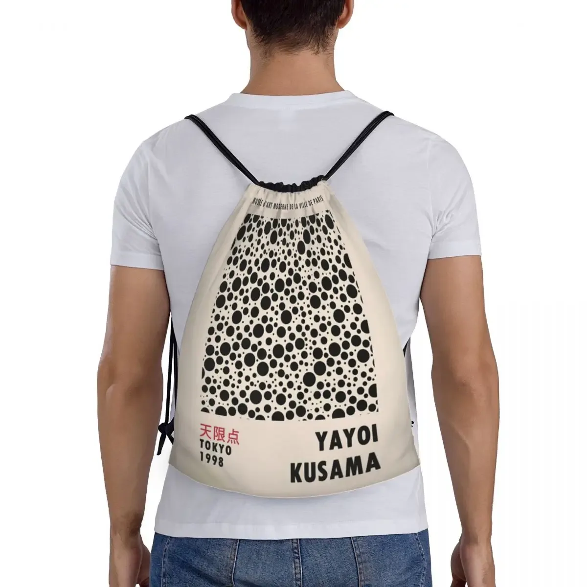 sacs à cordon d'exposition japonaise personnalisés yayoi kusama pour l'entraînement sacs à dos de yoga femmes hommes sac à dos de sport