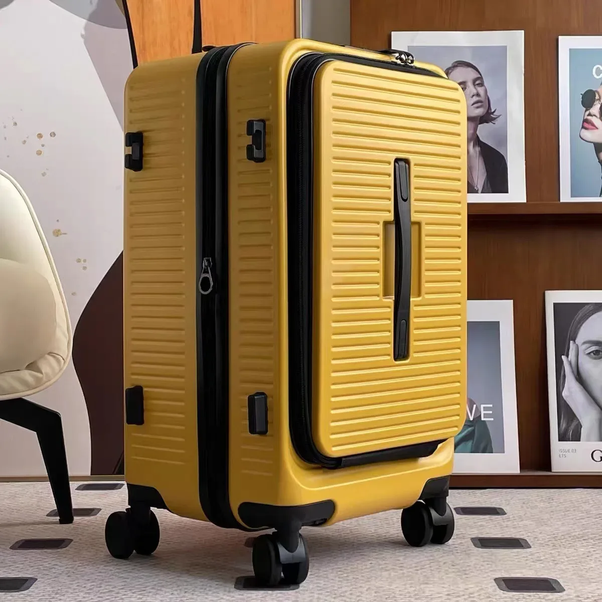 valise à roulettes extensible grande capacité 20/24/28 pouces, coque rigide en pc, ouverture frontale avec serrure tsa, sac de voyage à roulettes