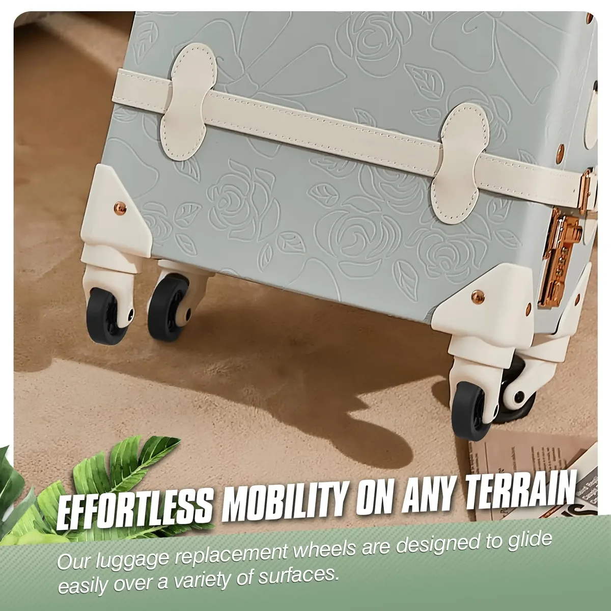 4 roues de remplacement noires pour valise, avec vis, silencieuses, pour chariot de voyage, axe de 5 cm