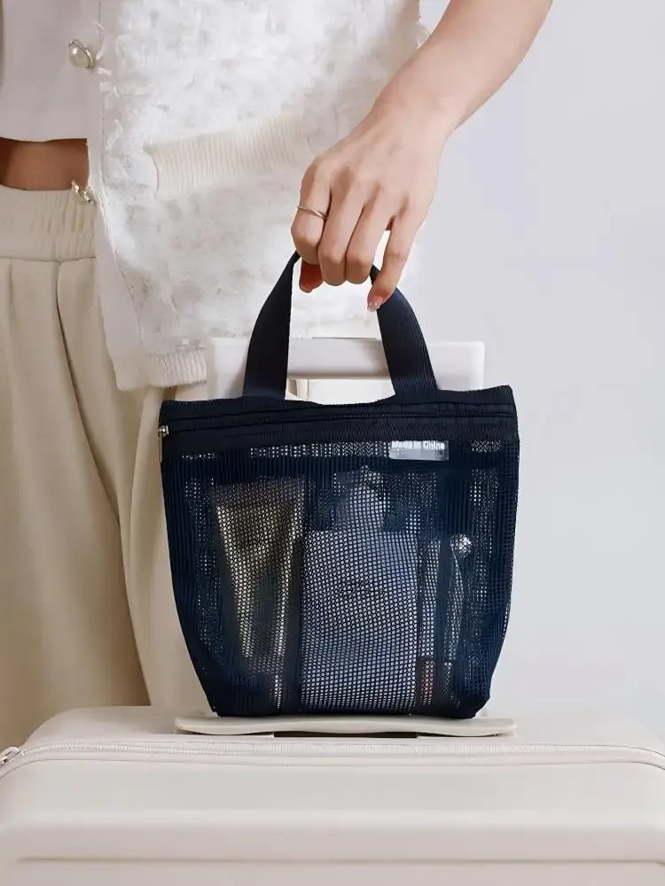 homefish sacs de rangement en maille pour maquillage et articles de toilette, sacs à main portables de voyage, organiseur suspendu pour outils de douche et de toilette