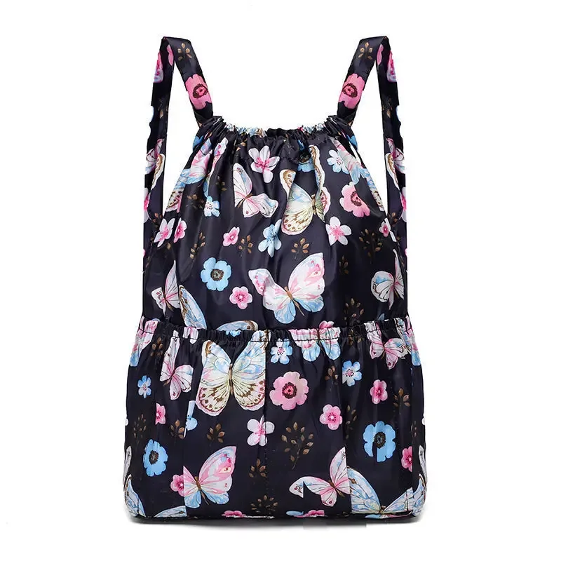 sac à dos à cordon de serrage pour femmes, sac à cordon en nylon, grande capacité, sac à bandoulière léger et polyvalent pour maman