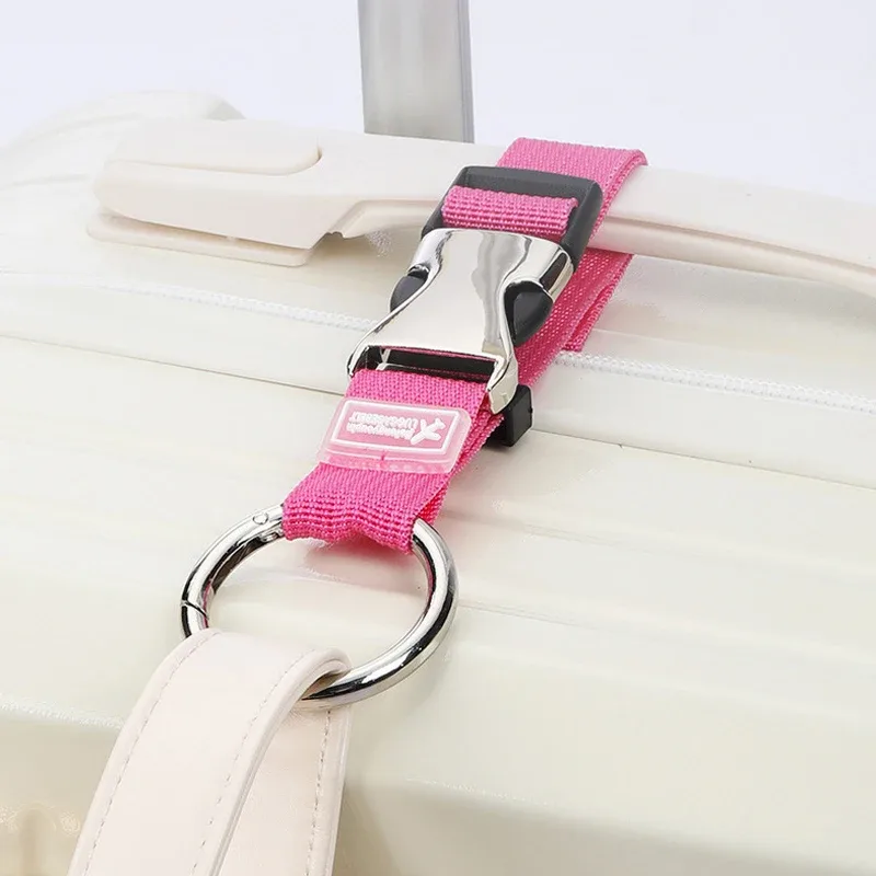 robusta sangle de bagage en nylon 1 pièce avec clip en métal ; ceinture de valises réglable pour un transport facile de sacs
