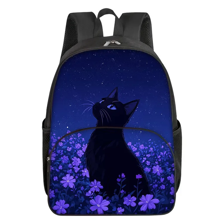 sac à dos scolaire mignon pour garçons et filles, motif chat de dessin animé 2d, avec poche avant tendance, fermeture éclair, imperméable, idée cadeau idéale