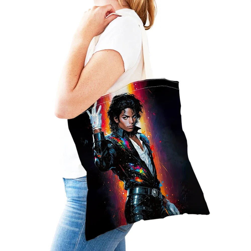 sacs à main michael jackson lady, double impression, super star, sac fourre-tout pour femme, léger, album, sac à main pour fille