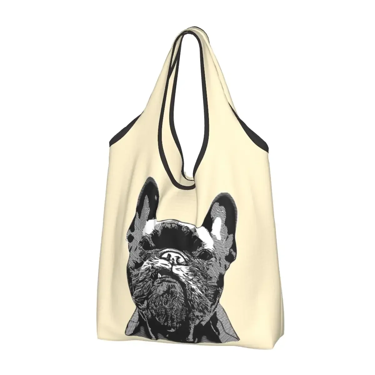sac à provisions portable pop art pour femme, style bungalow, bouledogue français, sac fourre-tout pour chien, cadeau pour animal de compagnie, sacs d'épicerie