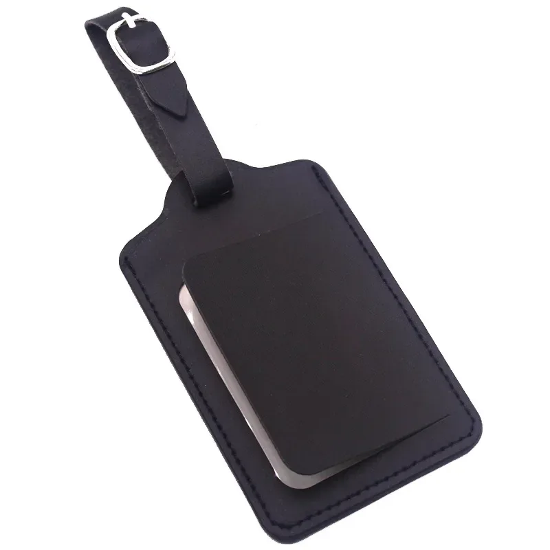 étiquette de bagage en cuir pu pour femmes et hommes, accessoires de voyage, porte-nom et adresse pour valise, étiquette d'embarquement portable