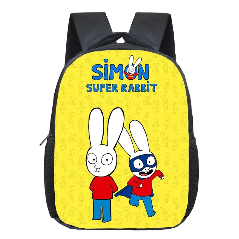 sac à dos scolaire simon super rabbit pour garçons et filles, motif dessin animé amusant, sac à dos enfant, sac à dos anime, sac à dos imprimé 3d, mochila