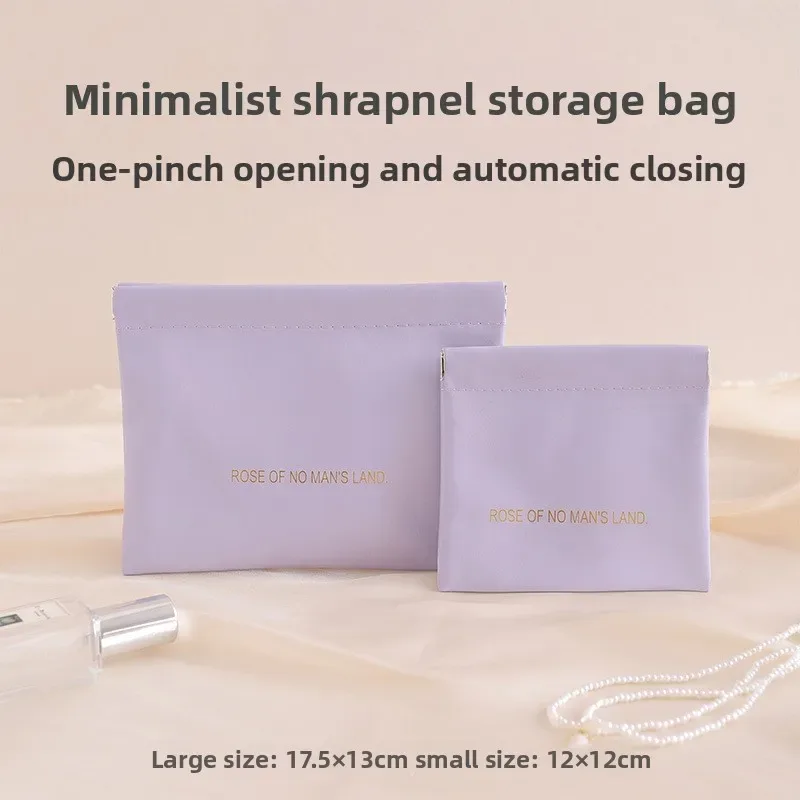 pochette de rangement en pu à fermeture automatique, mini organisateur d'écouteurs et de câbles, porte-monnaie portable, petit sac de rangement pour cosmétiques et rouges à lèvres