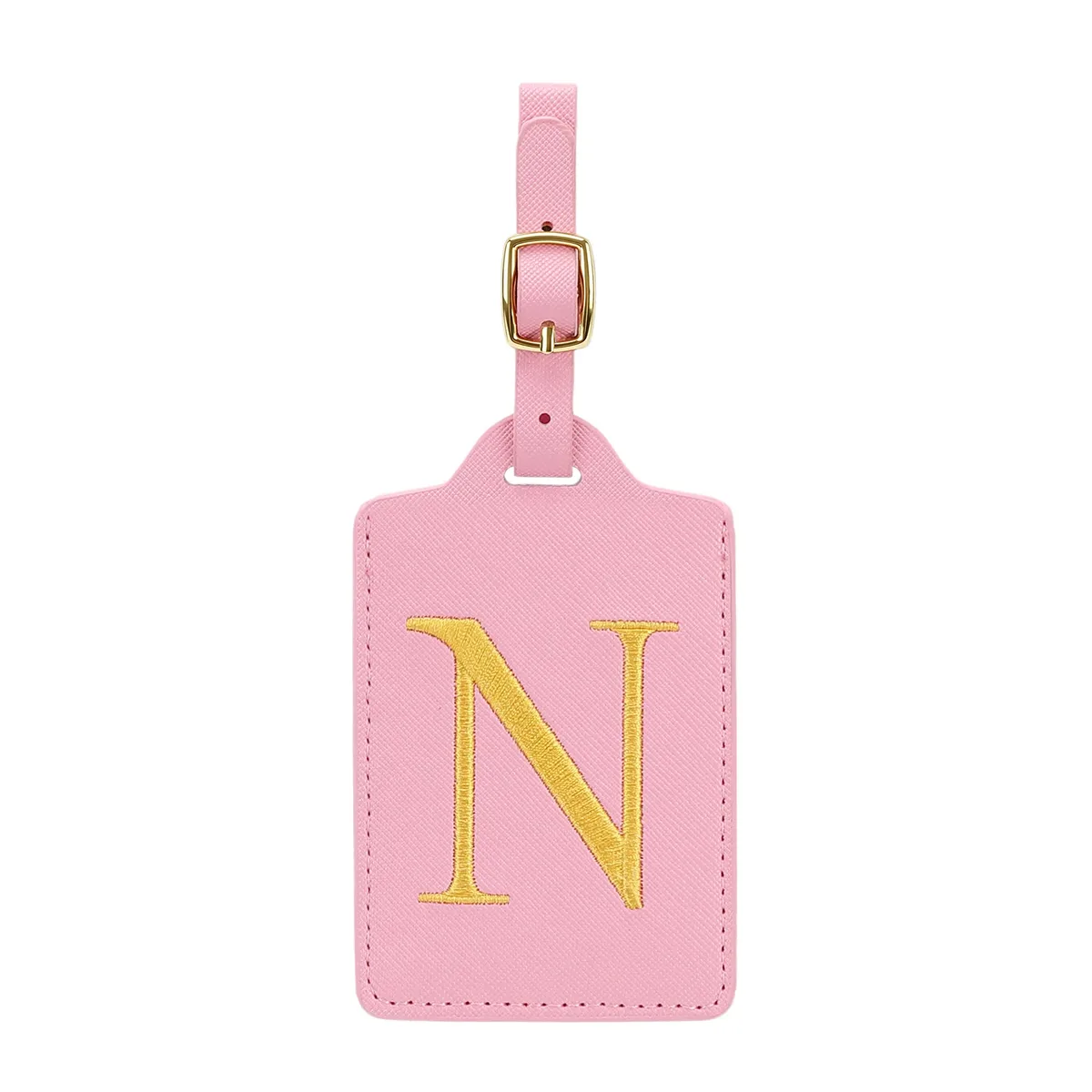 étiquettes de bagages miyin 26 lettres en cuir pu pour valises, protection de la vie privée, accessoires de voyage essentiels, rose