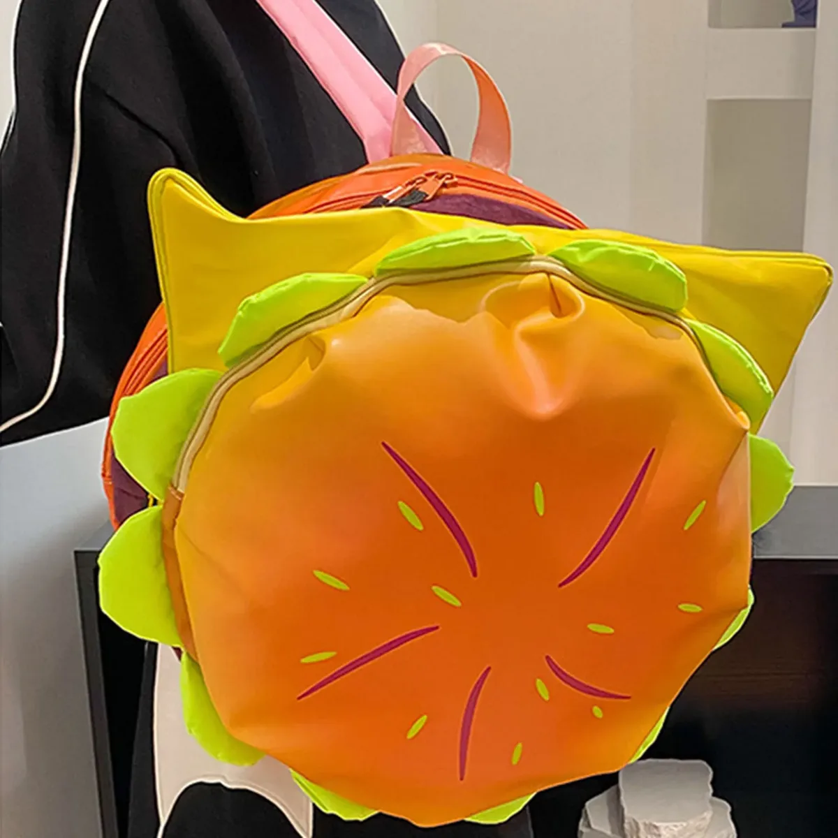 sac dos pvc hamburger motif graines ligne rouge feuille vert soie doublure voyage plein air capacité inférieure 20 litres