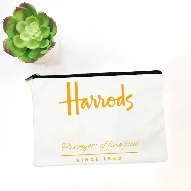 organiseur de maquillage harrods, trousse de toilette en toile, pochette de voyage à fermeture éclair, petite pochette portable