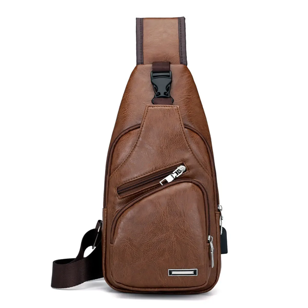 nouveau sac à bandoulière décontracté pour homme, sac de poitrine grande capacité pour sports de plein air, sac bandoulière multifonctionnel en pu pour homme