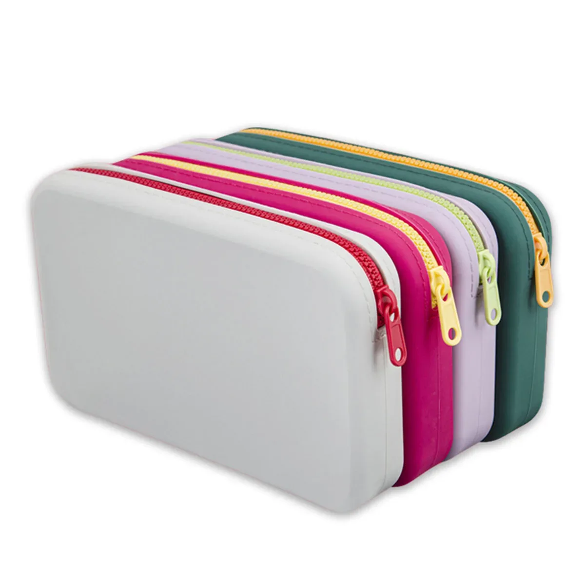 pochette cosmétique gel silice imperméable fermeture éclair forme oreiller couleur gris vert violet rouge voyage décontracté