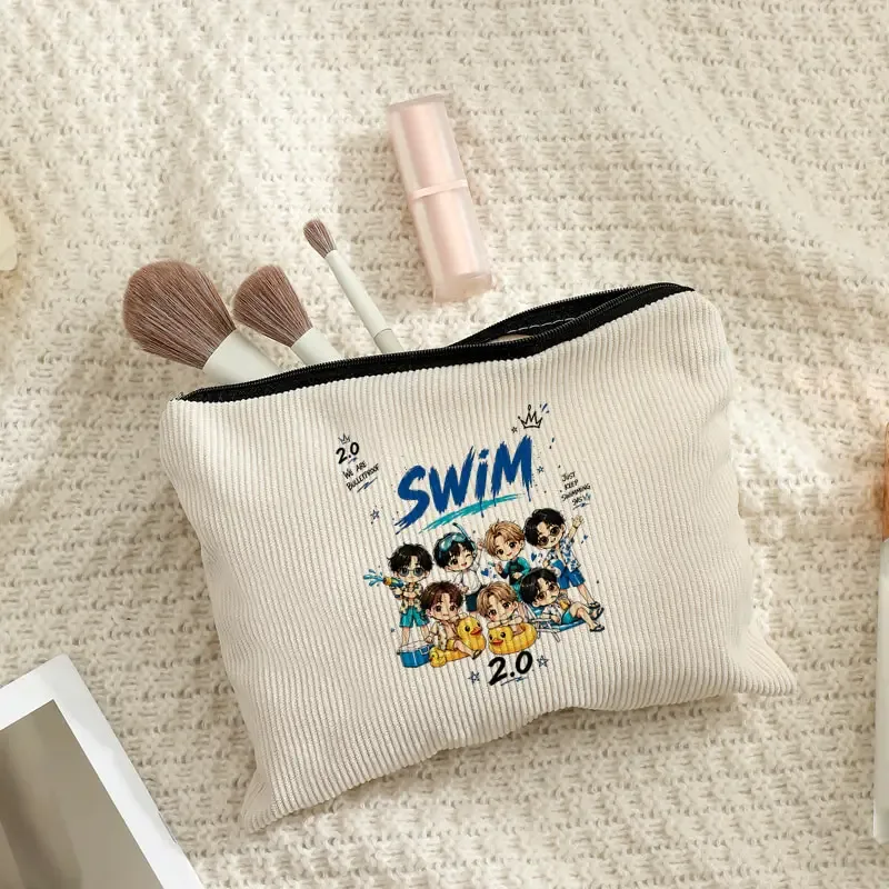 trousse de toilette multifonctionnelle en velours côtelé arirang 2.0 world tour 2026 avec fermeture éclair, sac de rangement léger, cadeau pour fans k-pop