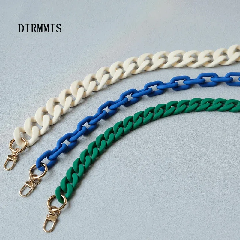 nouvelle chaîne d'accessoire de sac à main femme tendance, chaîne en résine givrée vert bonbon et bleu mat, sangle givrée pour pochette et sac à bandoulière femme