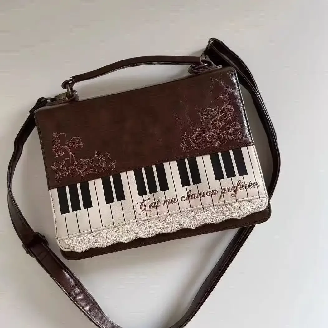 piano marron carré sac de messager sac à dos femmes harajuku vintage poignée sacs à bandoulière dames fée noyau esthétique sac à main 2025