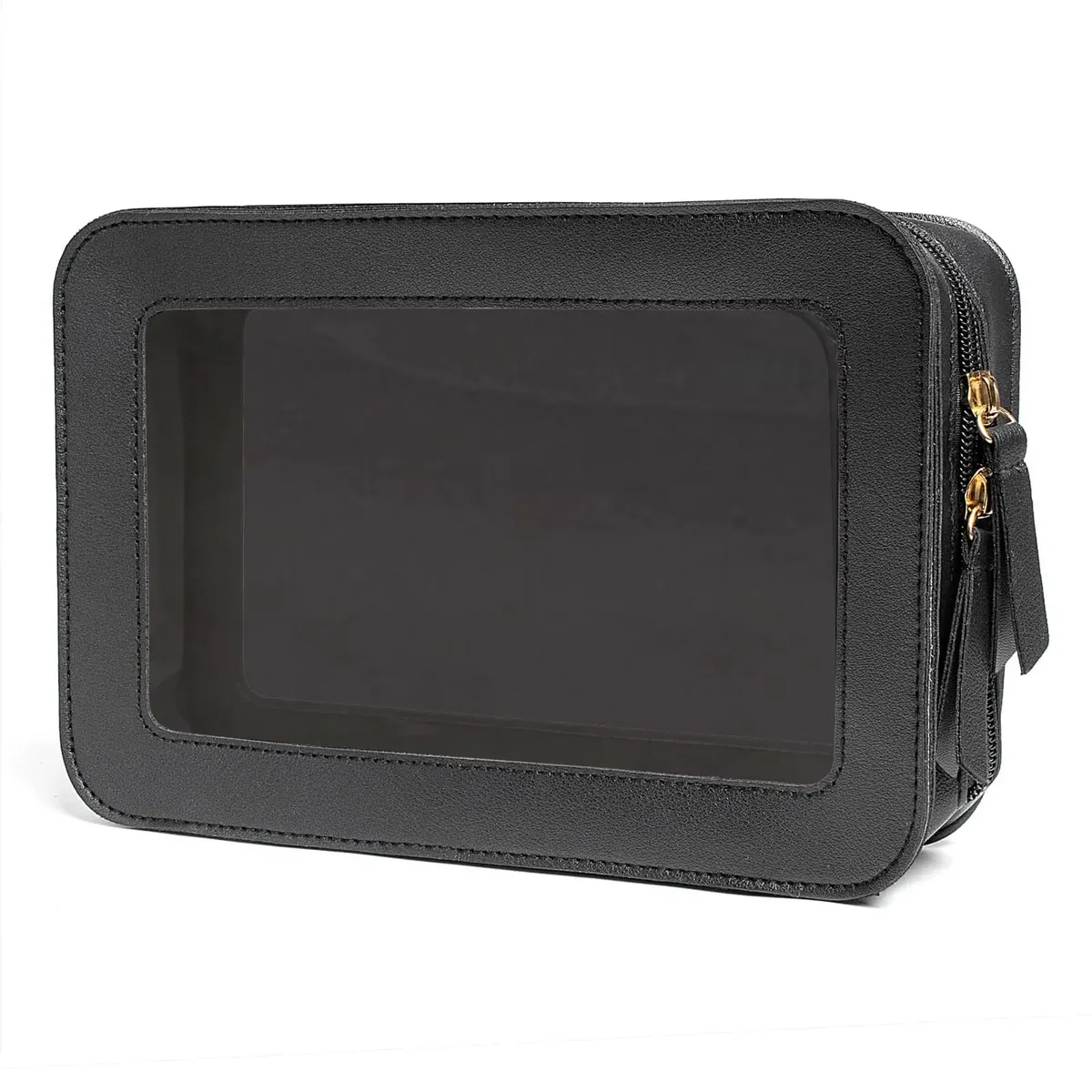 trousse de maquillage transparente et imperméable, organisateur de voyage portable pour femmes, pochette de toilette avec fenêtres en vinyle transparent