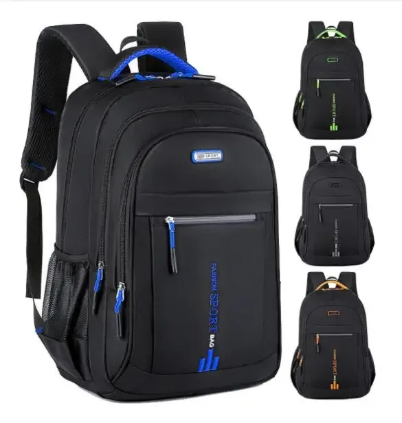 sac dos nylon hommes noir bleu orange grande capacité poche ouverte ceinture air informatique voyage école université travels