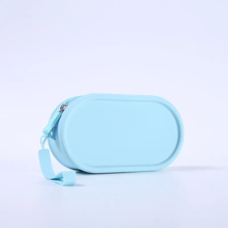 pochette de rangement en silicone, étanche, avec fermeture éclair, sac de maquillage 16,7 cm x 9,1 cm x 4,5 cm, grande capacité, pochette portable