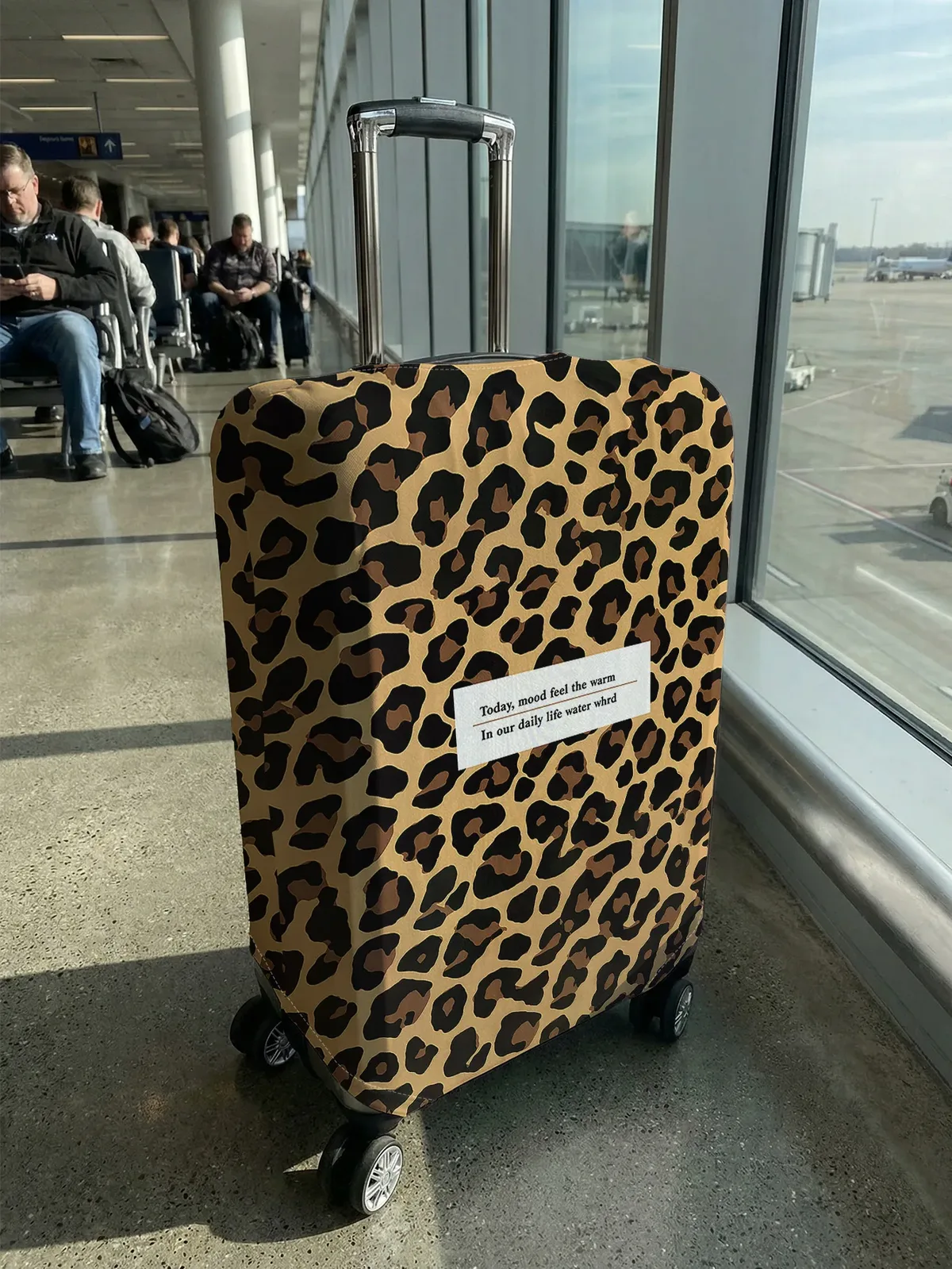 Housse de bagage classique à imprimé léopard avec slogan anglais, adaptée aux bagages de 18 à 32 pouces, housse de poignée de bagage, accessoire de voyage