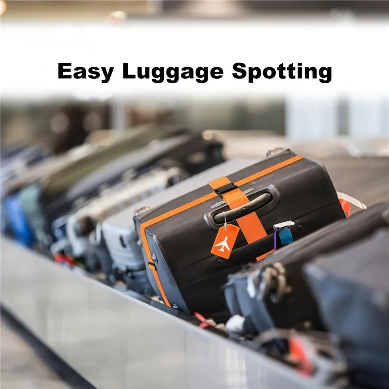 sangle bagage tissu couleur vibrante fixation orange noir voyage identification bagage belt boulon réglable prévention craquelures transport