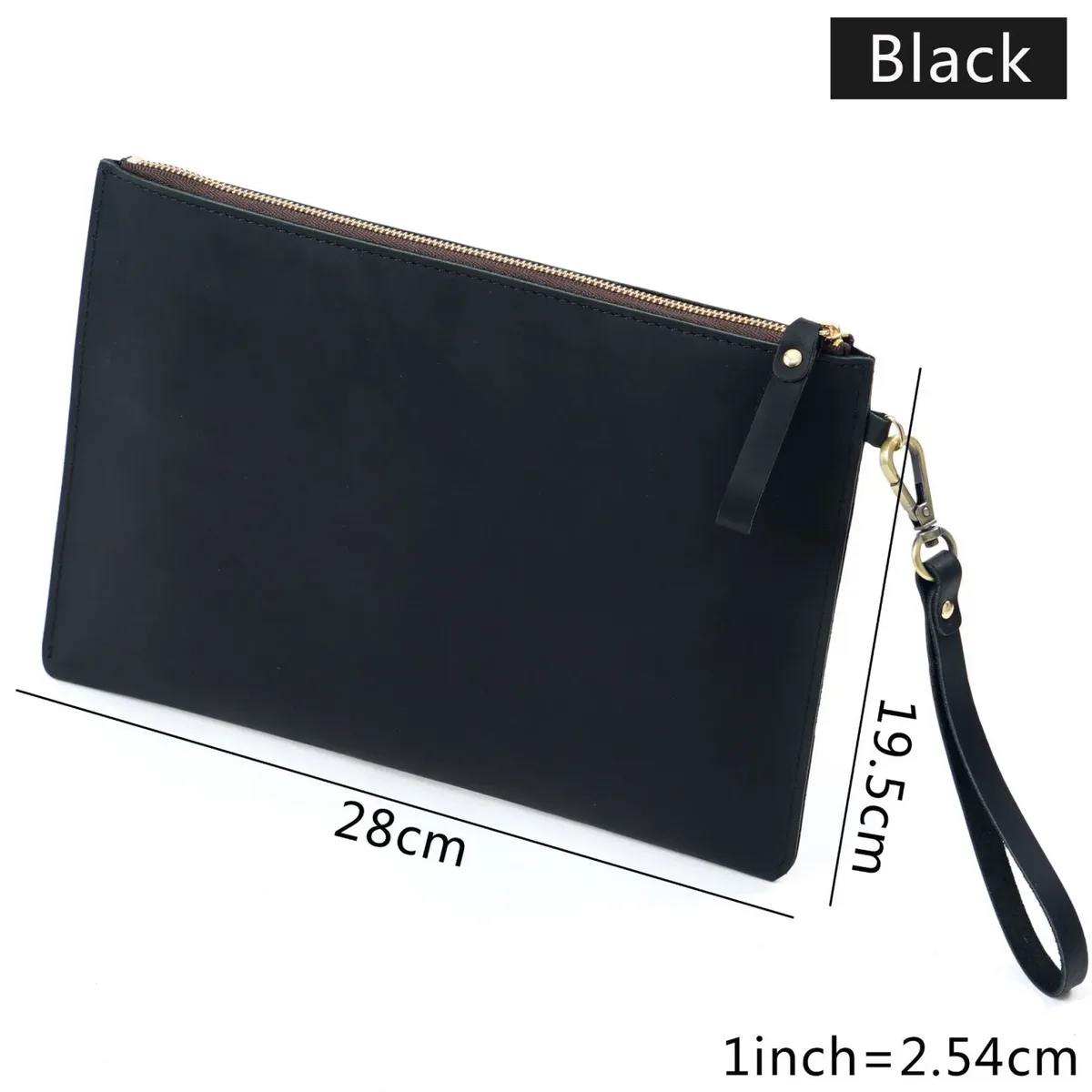 pochette de rangement de documents vintage en cuir véritable, avec fermeture éclair, porte-papier mince pour ipad mini et smartphone, bureau de voyage