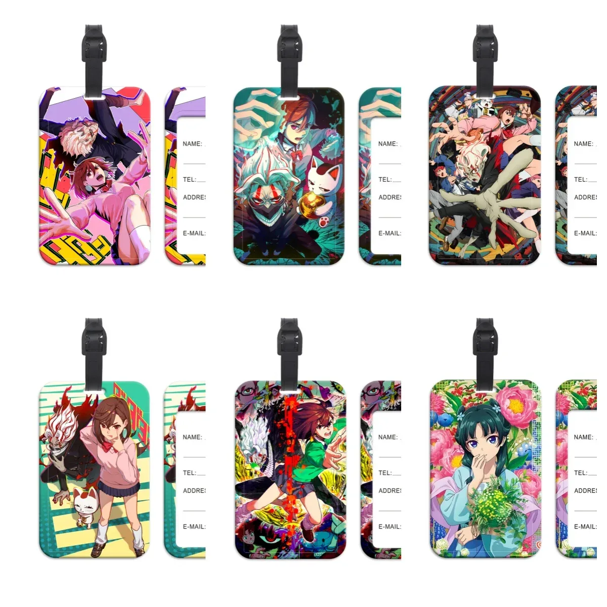 étiquettes de bagage anime japonais, identification de valise, porte-nom, étiquette de bagage, embarque de voyage, accessoires de valise portables