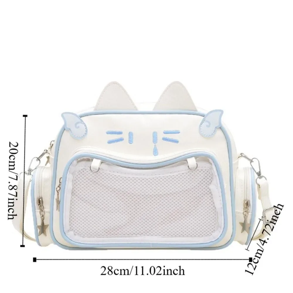 sac à bandoulière y2k adge display pour femme, style preppy jk, sac itabag chat mignon, pochette transparente kawaii, en cuir pu
