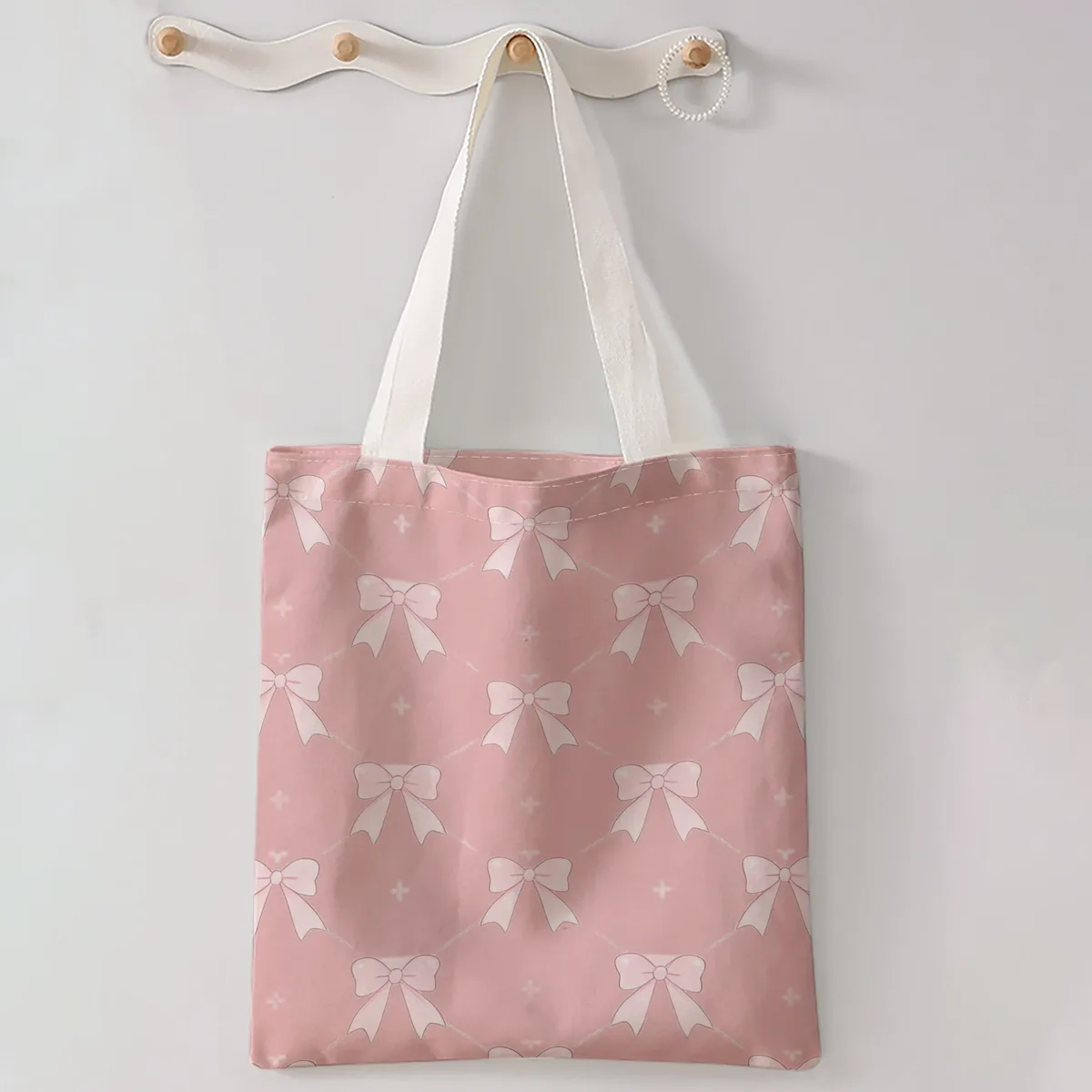 sac à main décontracté imprimé motif nœud, sac à dos réutilisable et tendance, sac à main multifonctionnel, sac de shopping en toile